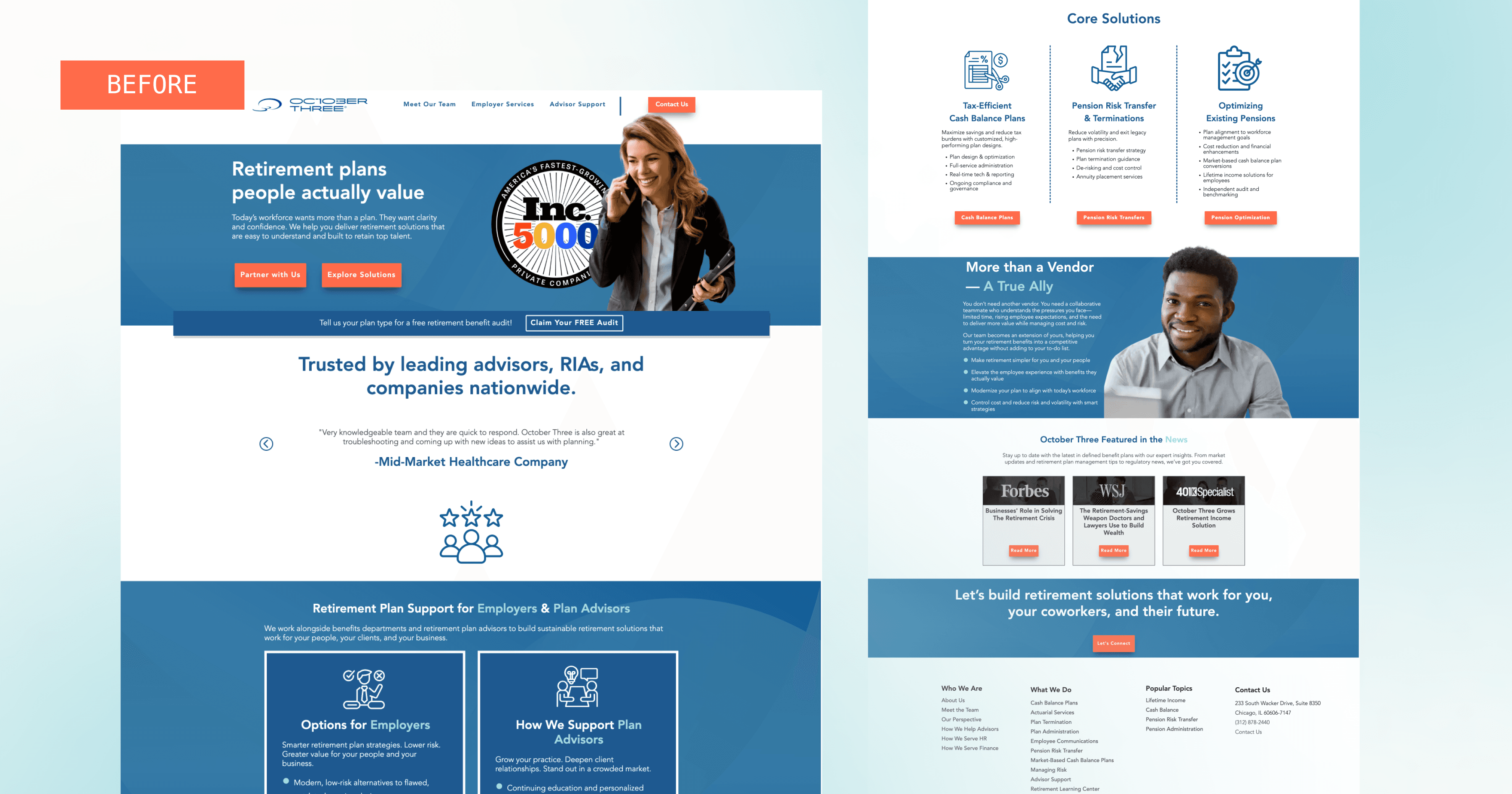 October Three old homepage design