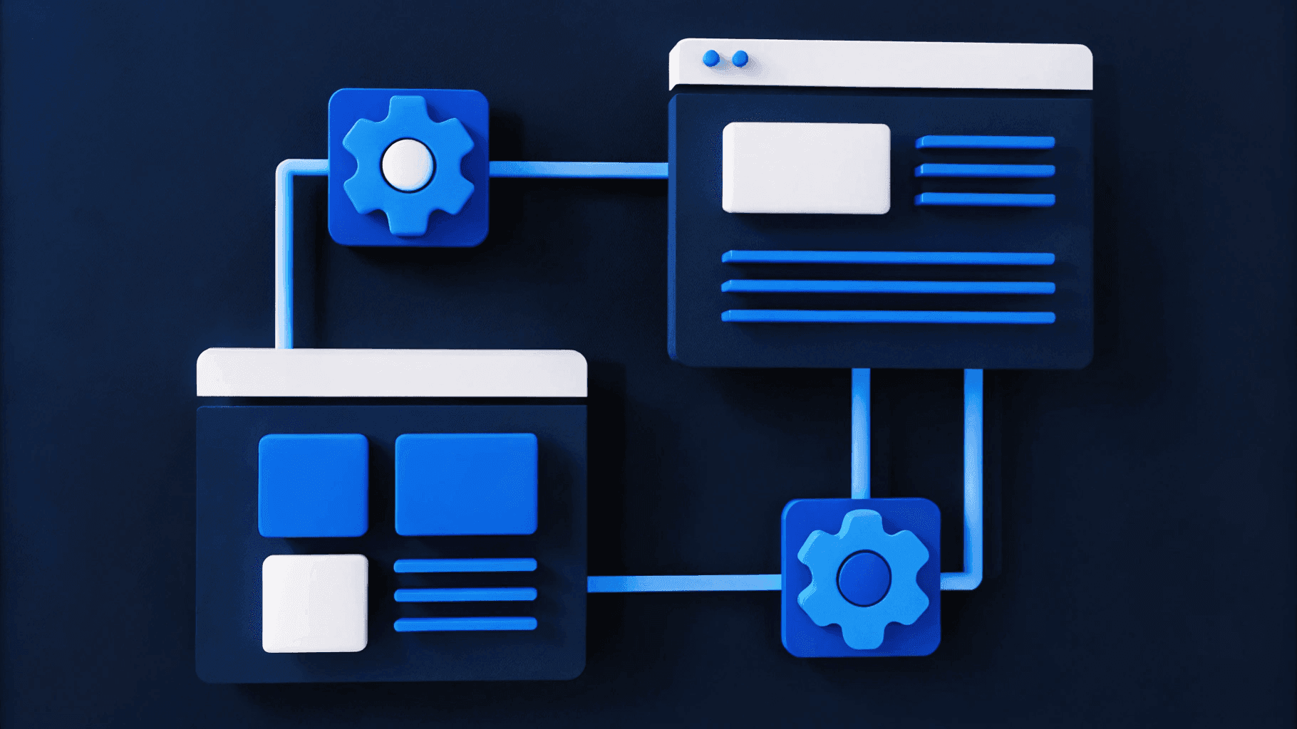 3D illustration of two webpages undergoing changes