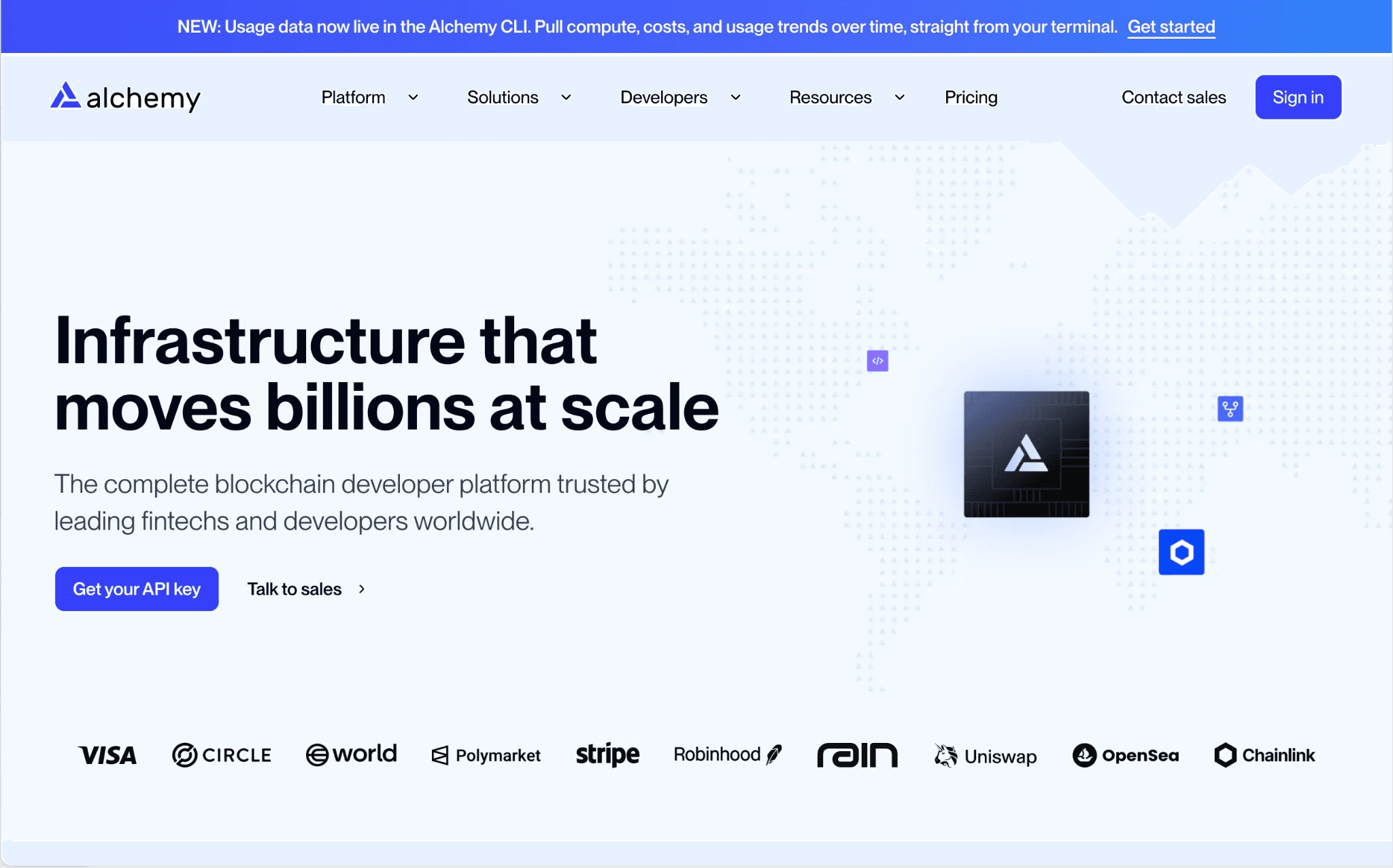 Alchemy fintech homepage web design