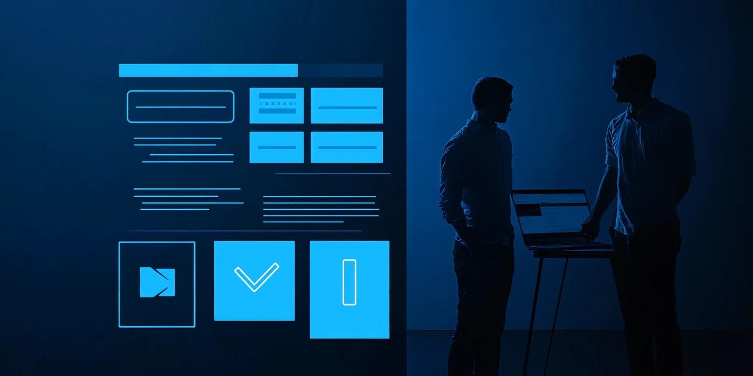 an illustration of a marketing team redesigning a navigation menu