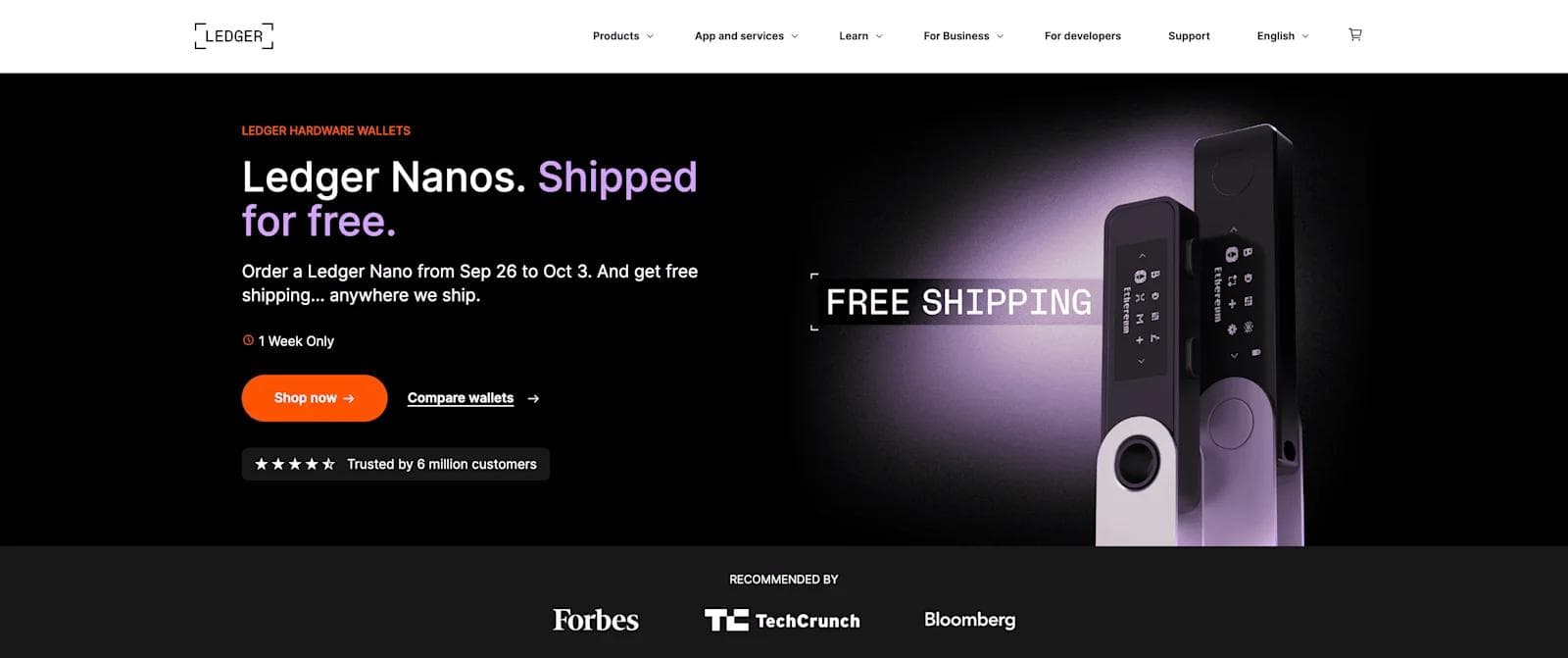 ledger-wallet-homepage A screengrab from Ledger's homepage.