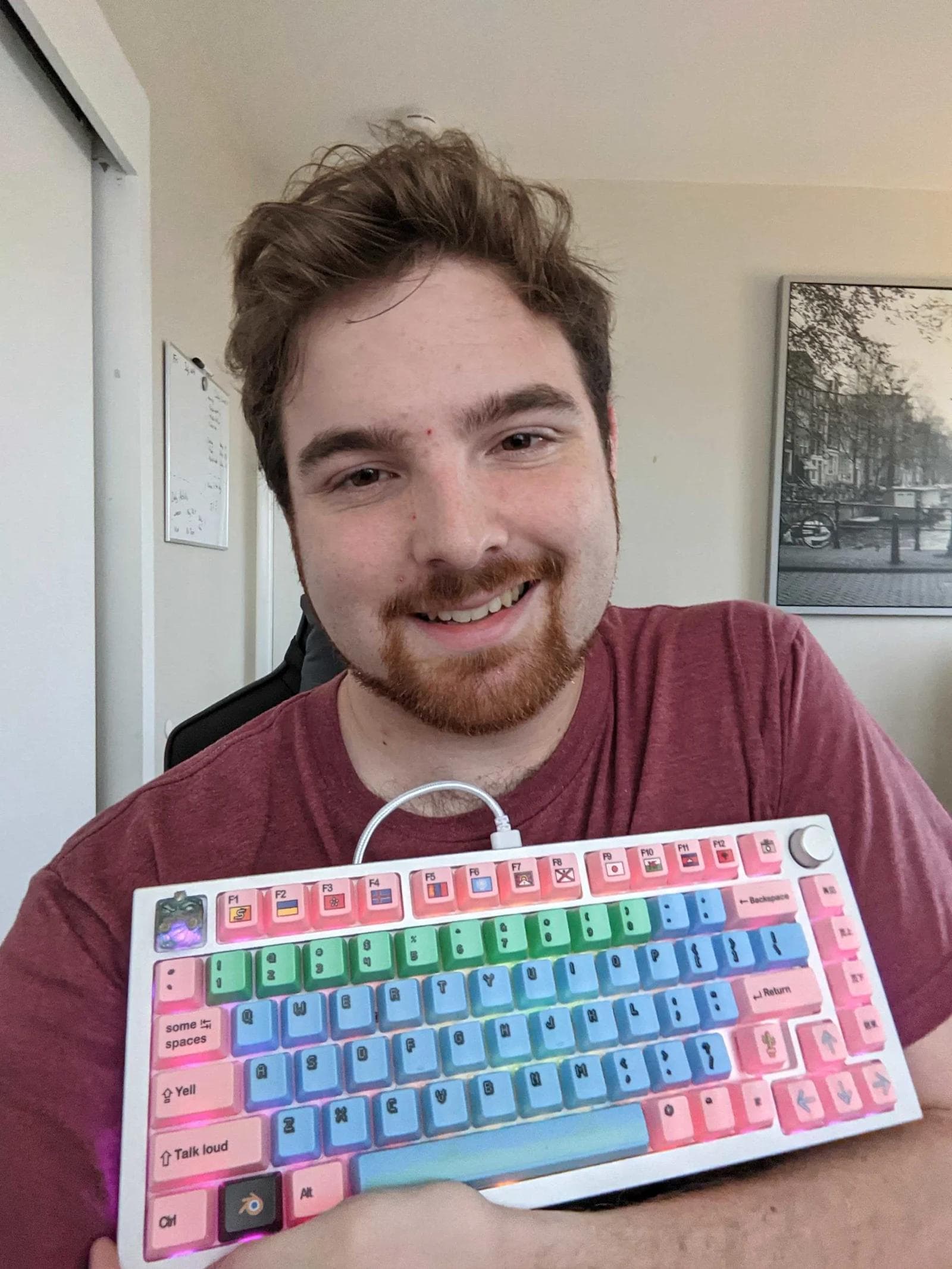 Matt Gasin 2 Image of Matthew Gasin and a custom built keyboard.