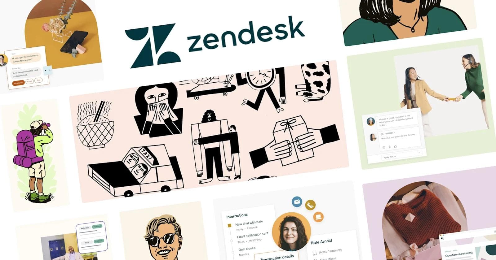 zendesk-illustrations A collage of Zendesk's website illustrations.