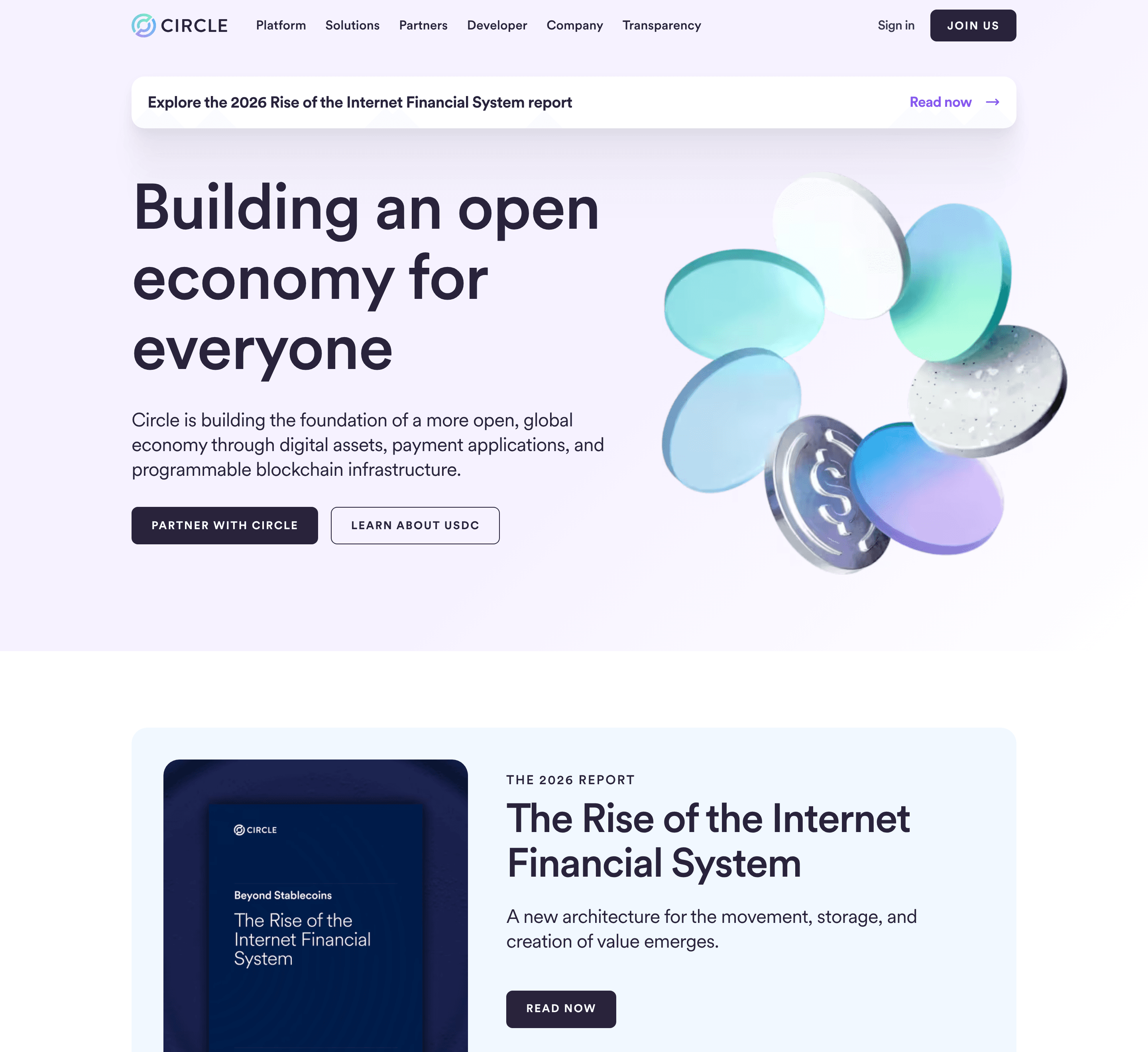 Screenshot of Circle Homepage on desktop