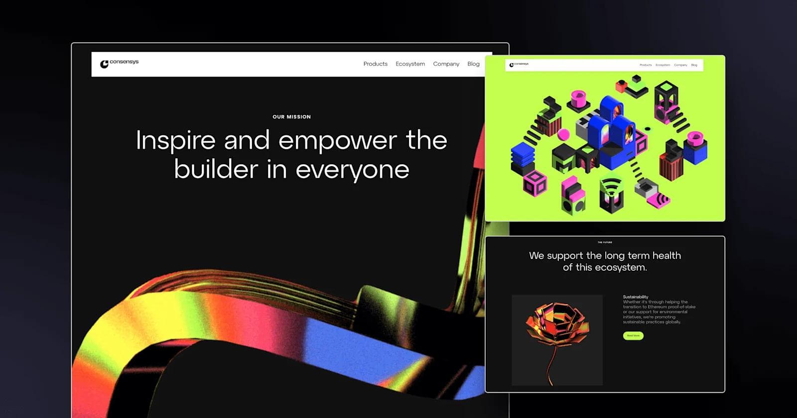 consensys-web-design Screenshots from the Consensys website.
