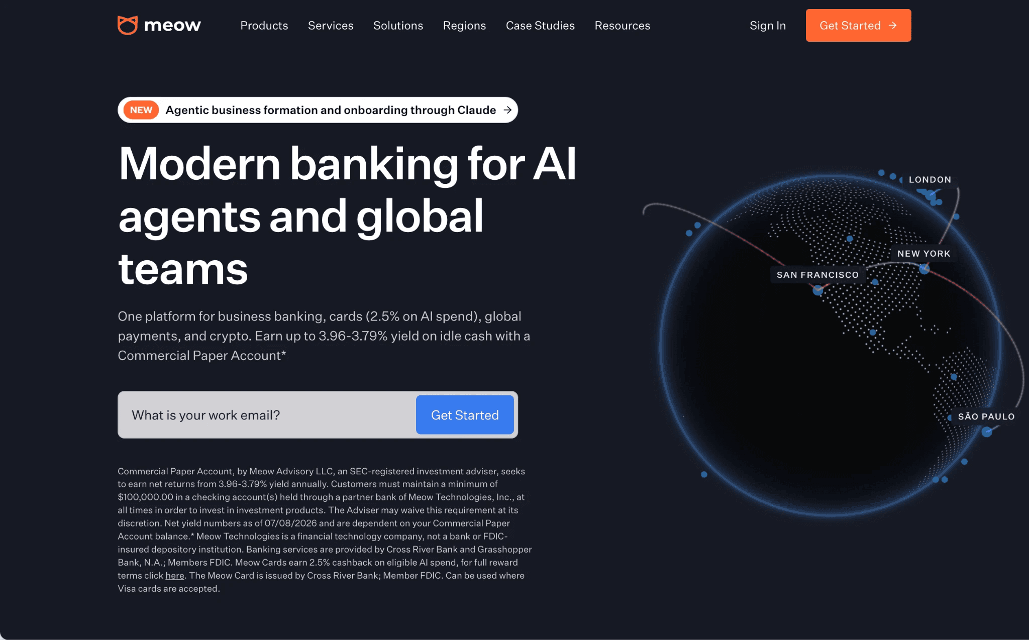 Meow fintech homepage web design
