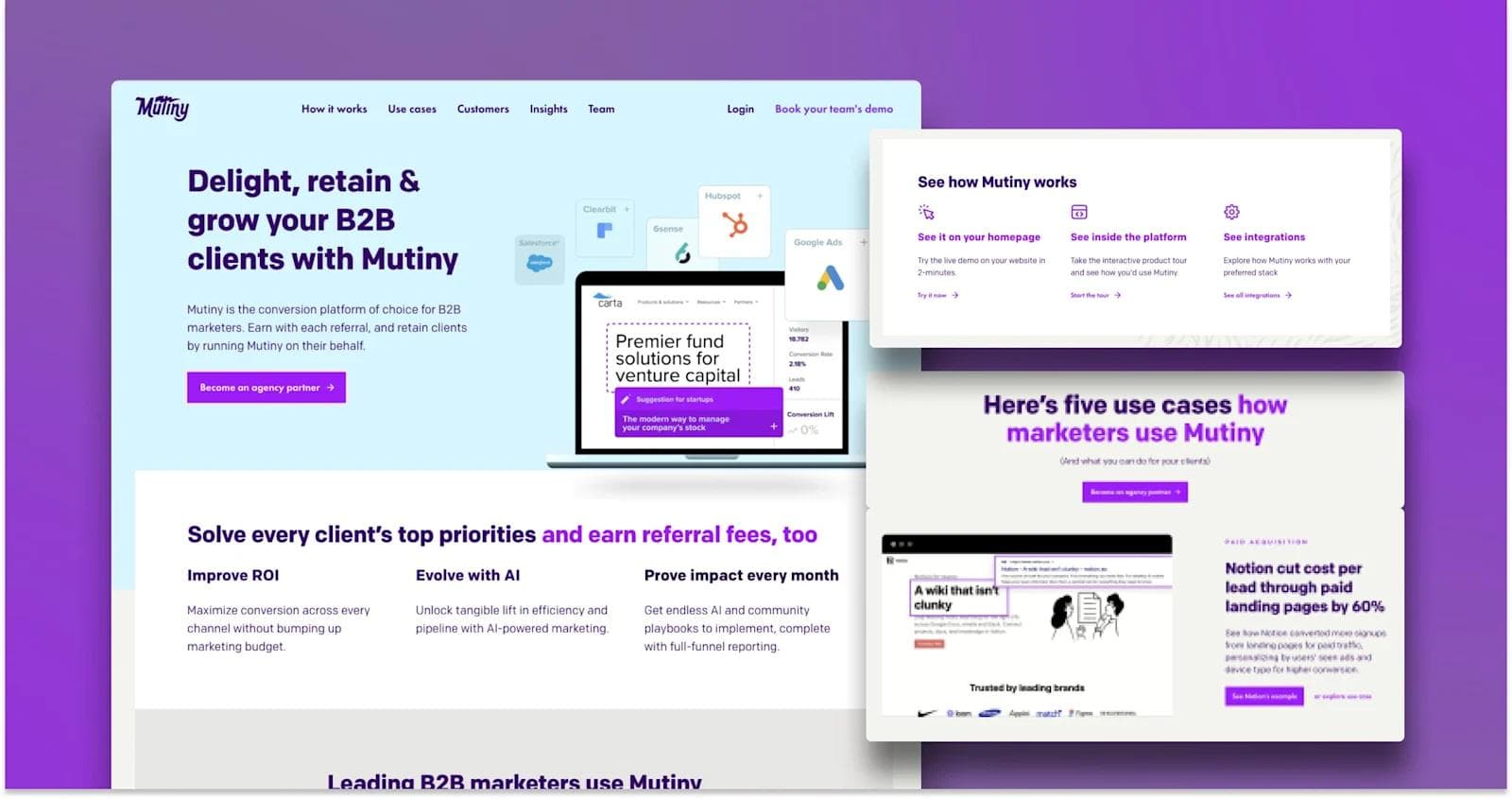 mutiny-partners-page Mutiny's "Agencies" page.