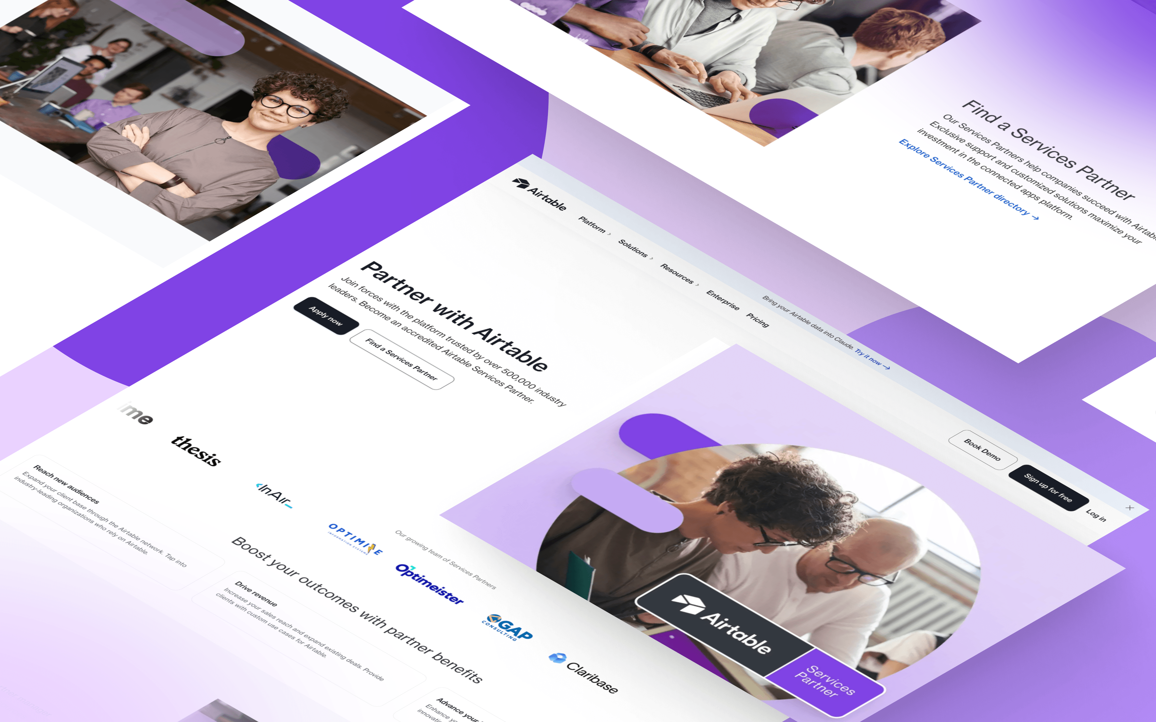 A collage of SaaS partners pages.