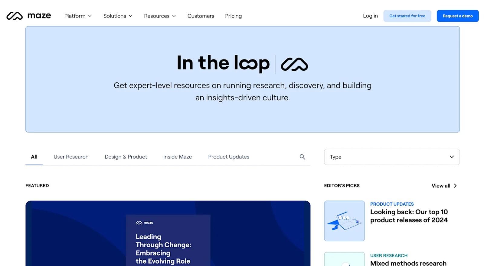 maze resources Homepage of Maze, featuring resources for research, discovery, and insights-driven culture.