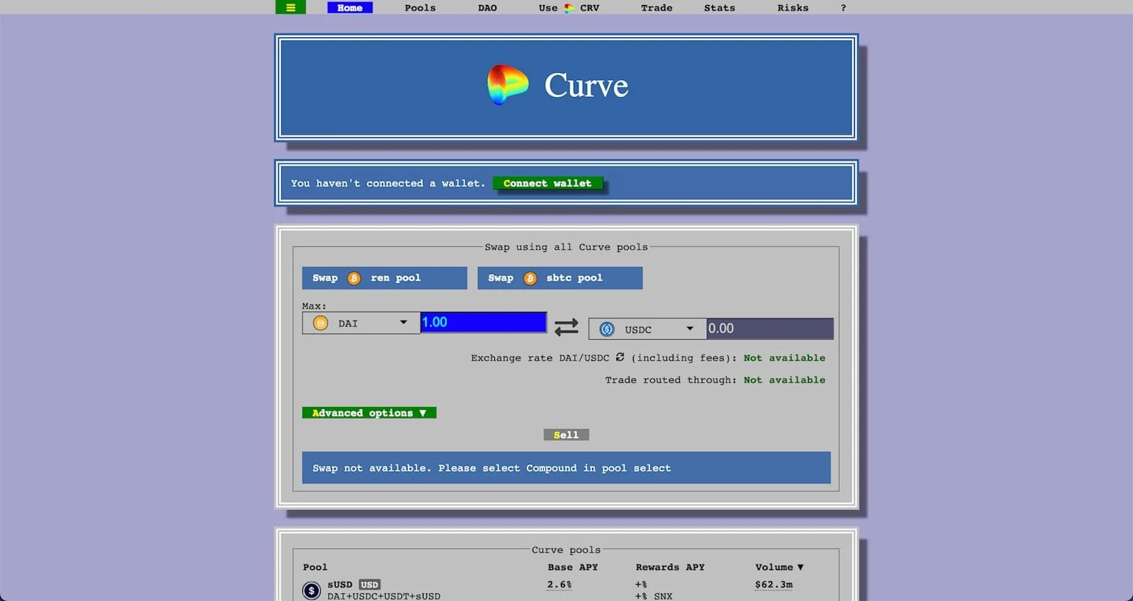 curve user-interface-design-example-for-curve-low-slippage-automated-market-maker.