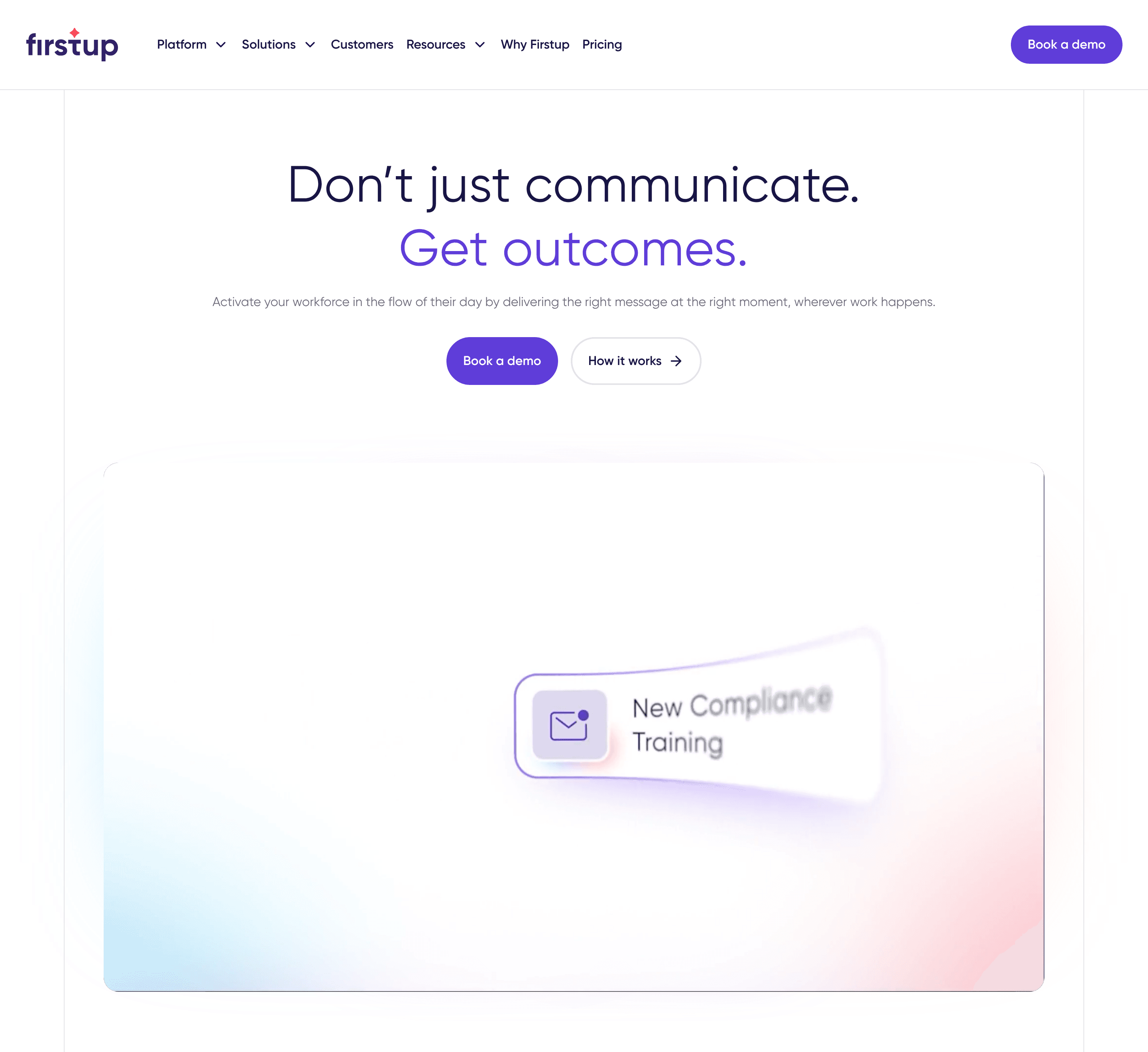 Screenshot of Firstup Homepage on desktop