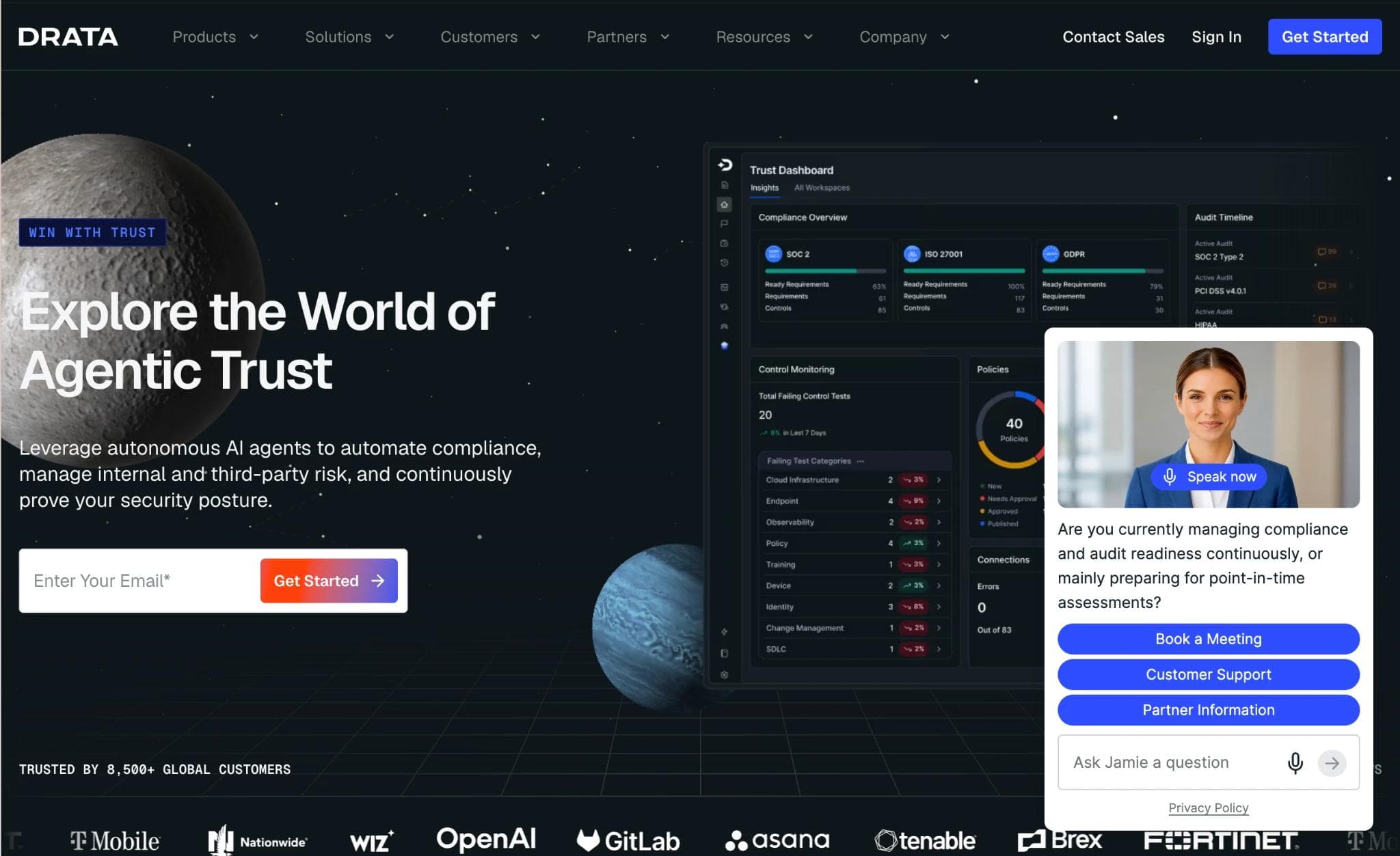 Drata fintech homepage web design