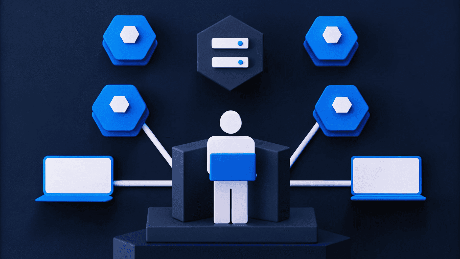 3D illustration of someone working on multiple components of web page