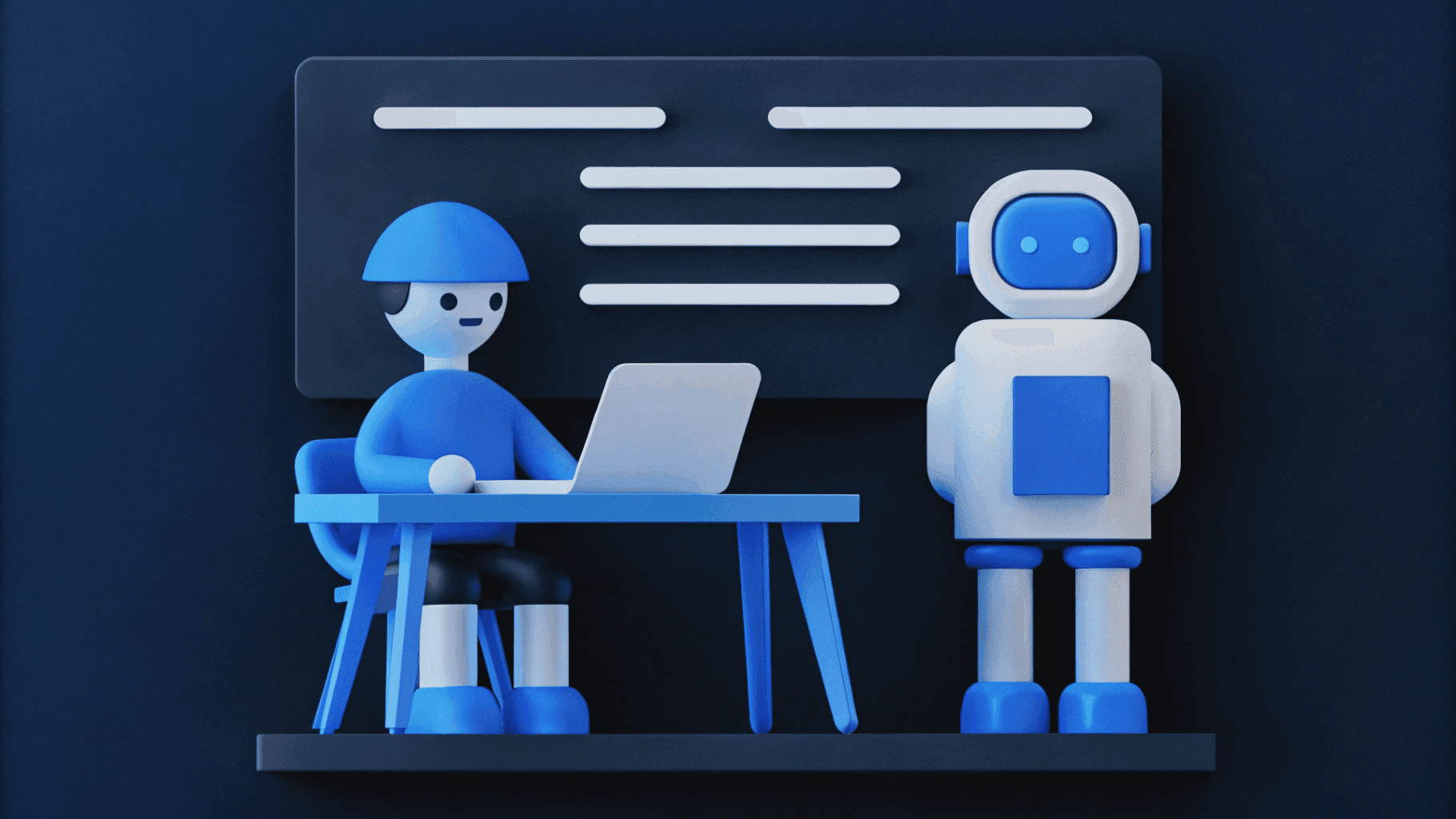 illustration of web design working with AI