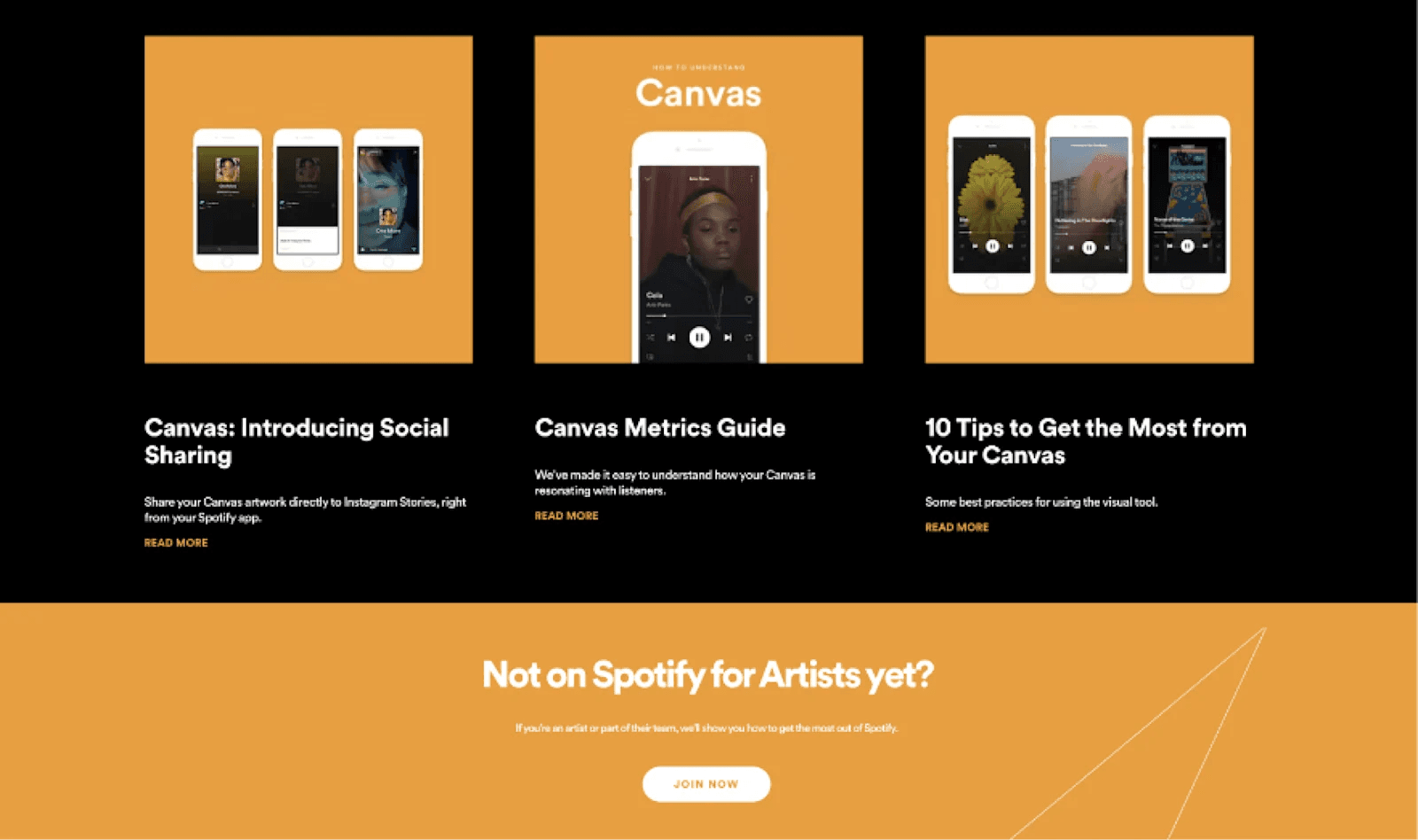 spotify 5 Spotify Canvas resources featuring tips and guides for artists, with mobile phone mockups on a vibrant background.