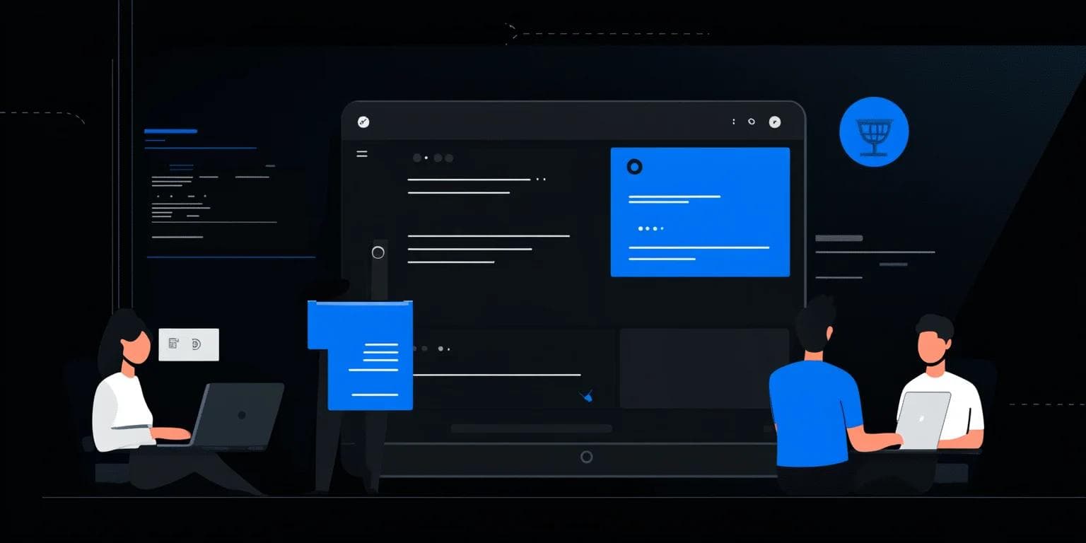 a graphic of a marketing team working on redesigning a website
