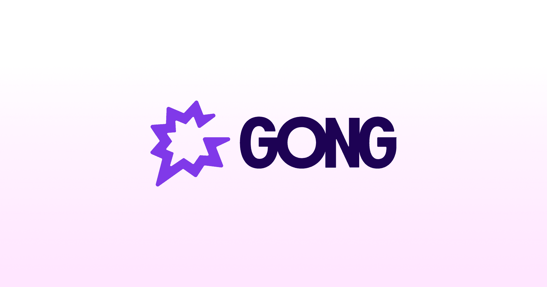 Logo of Gong, featuring a purple burst icon next to the bold word "GONG" on a gradient pink background.