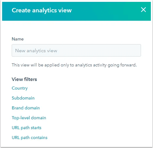 hubspot-create-analytics-view Image of the filters available with HubSpot analytics views.