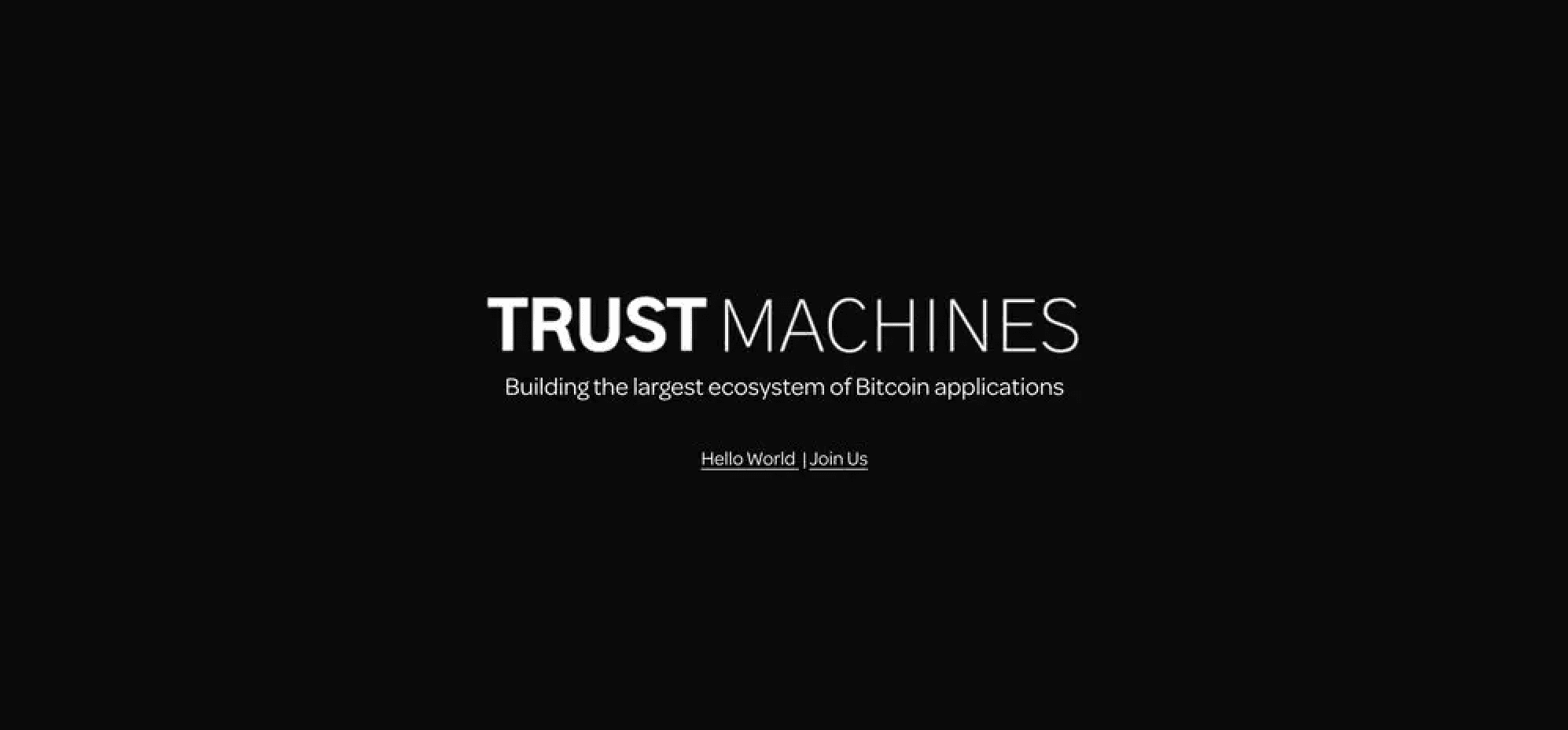 Screenshot of the Trust Machines homepage when they were previously using Squarespace.