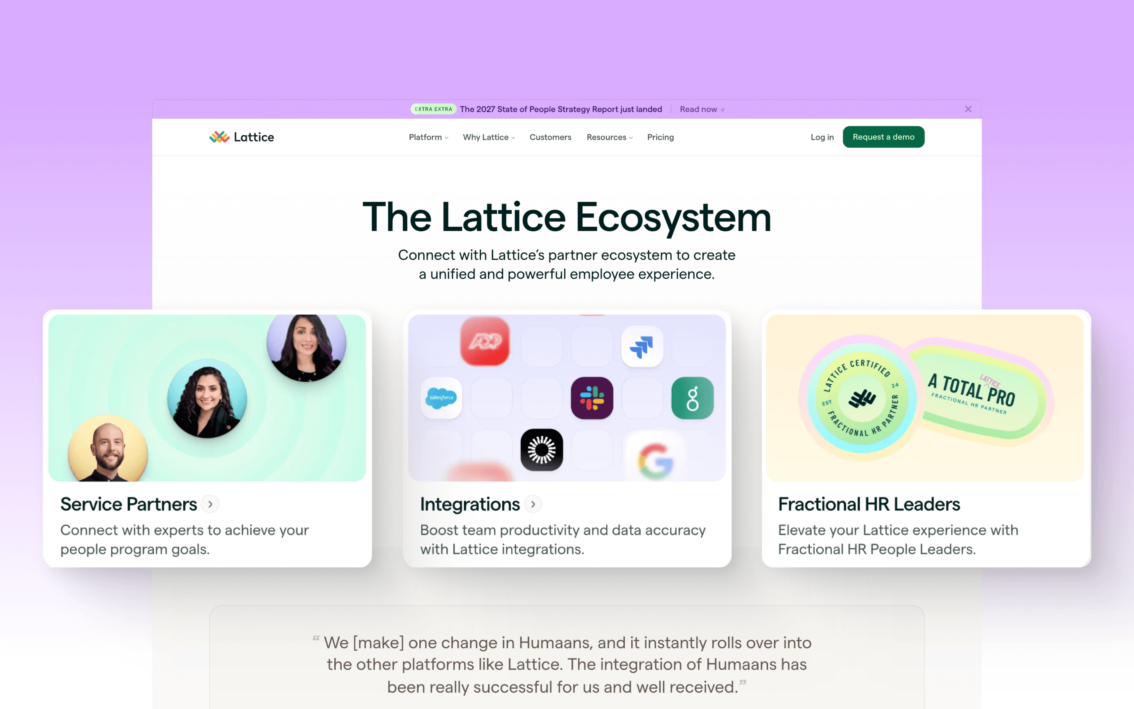 A screenshot from the Lattice ecosystem web page.
