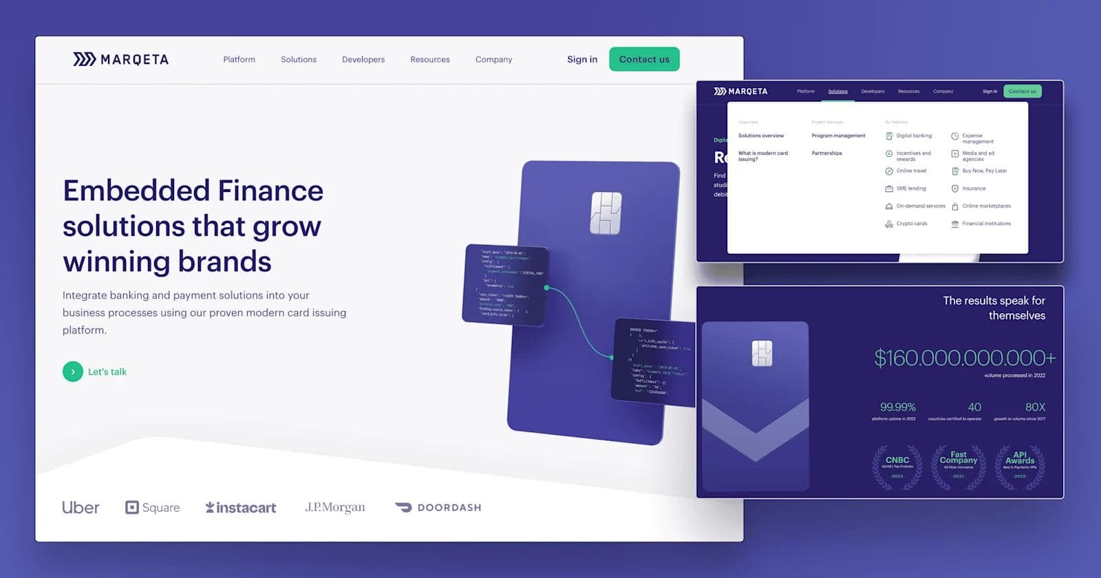 marqueta-web-design Screenshots from the Marqueta marketing website.