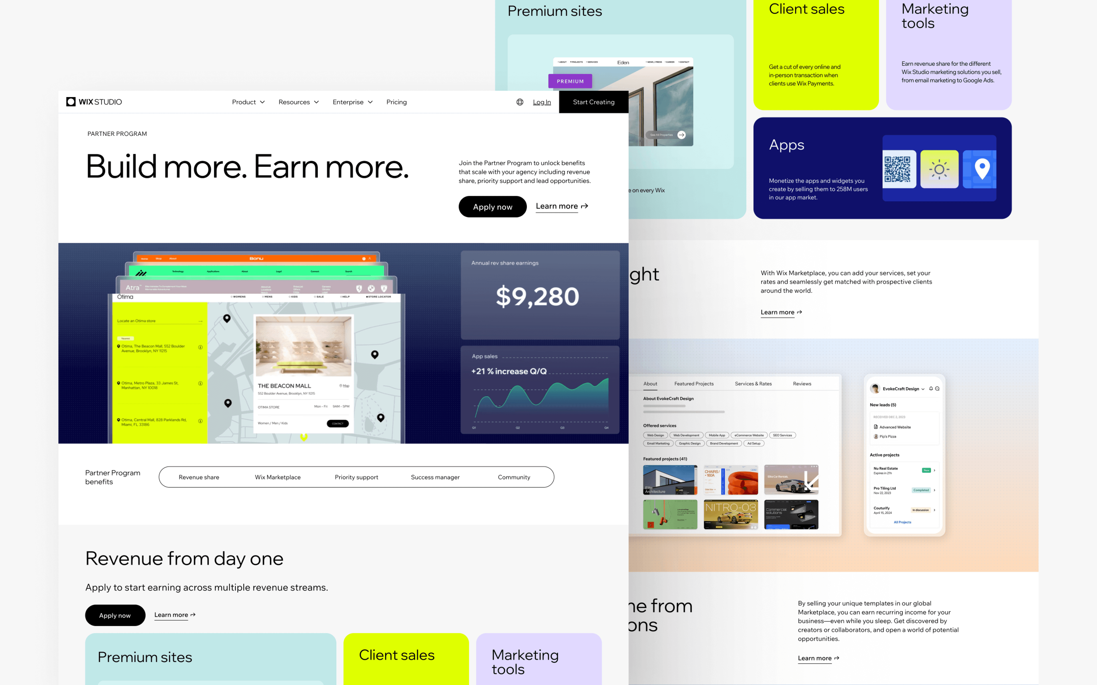 Images from the Wix partner program page.
