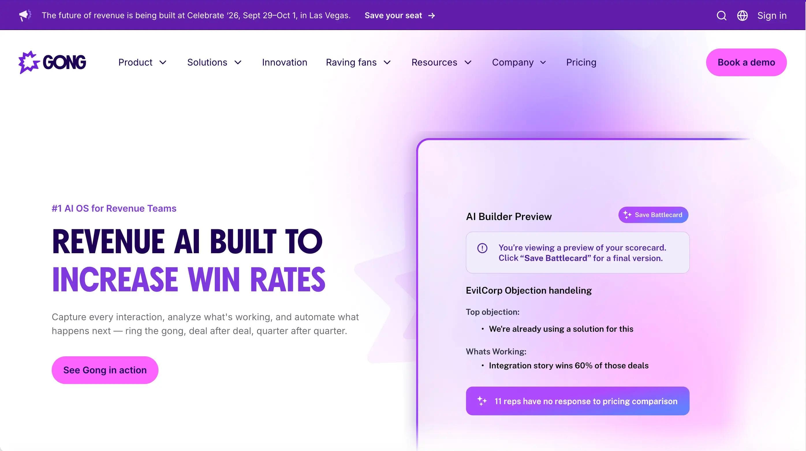 Gong homepage modular web design