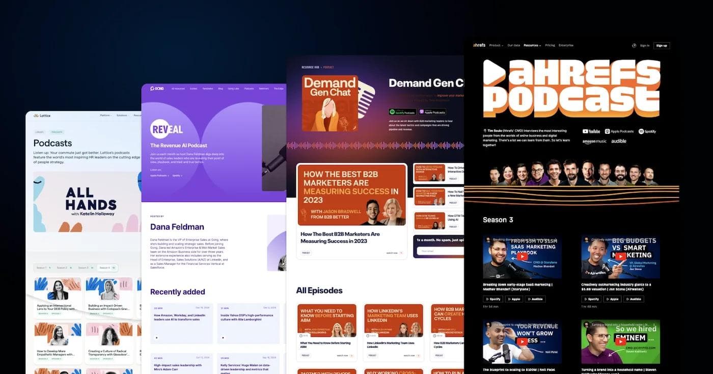 Discover the best podcast landing page designs to boost engagement, downloads, and brand visibility.