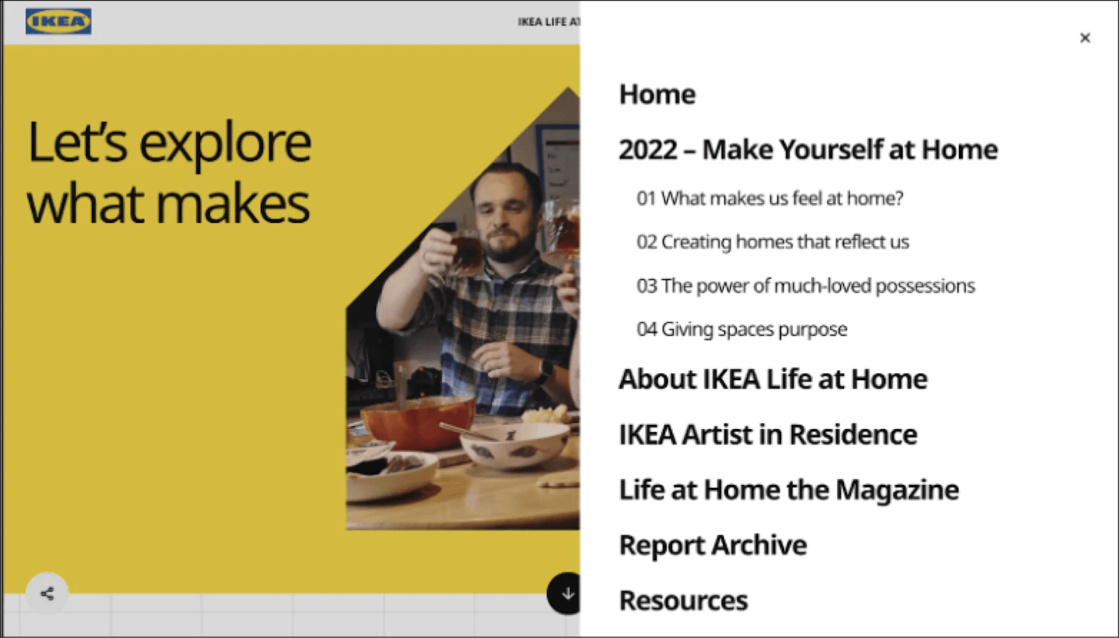 ikea 2 A man in a checked shirt is holding drinks, surrounded by food, with an IKEA-themed webpage visible in the background.
