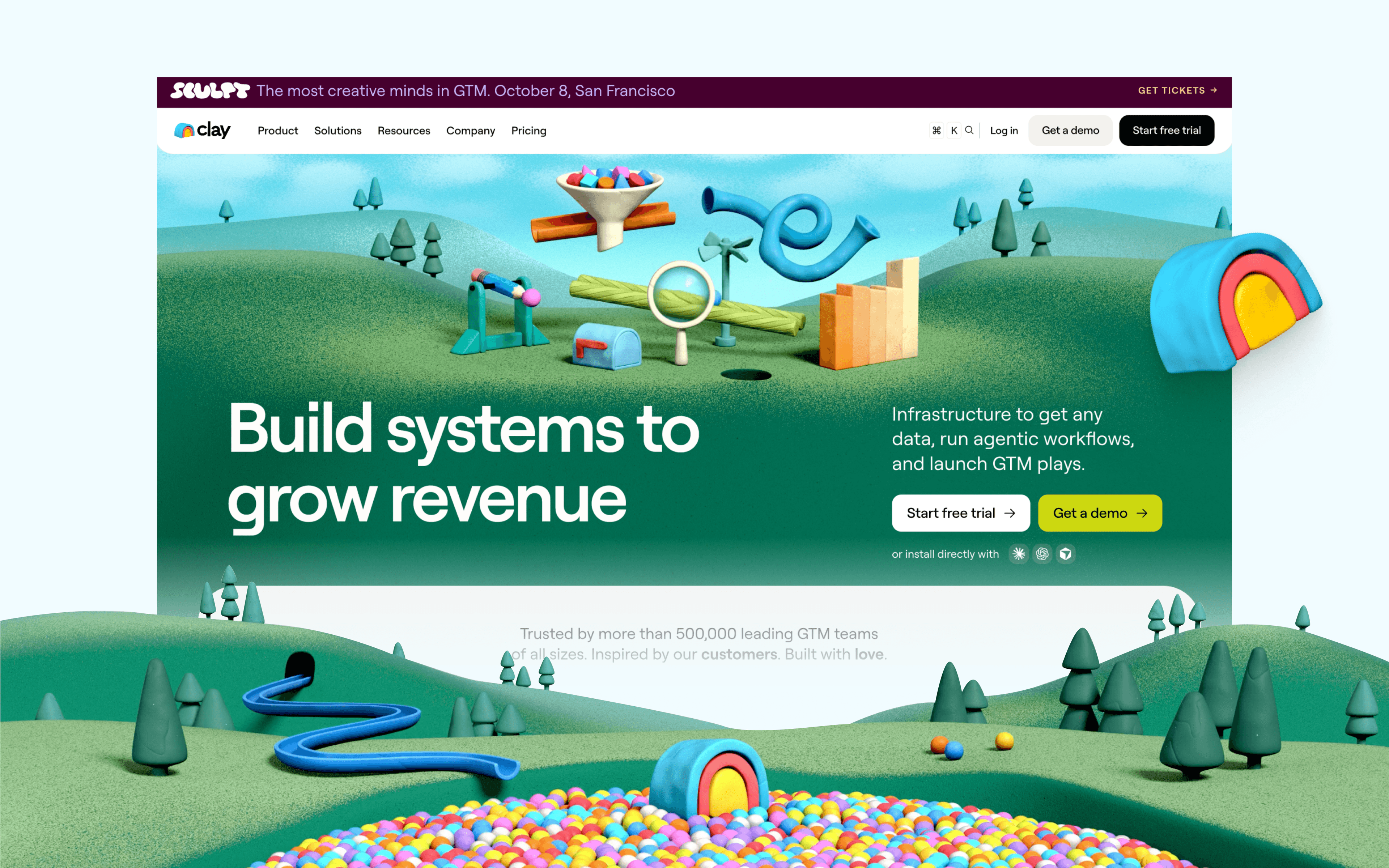 Clay homepage design