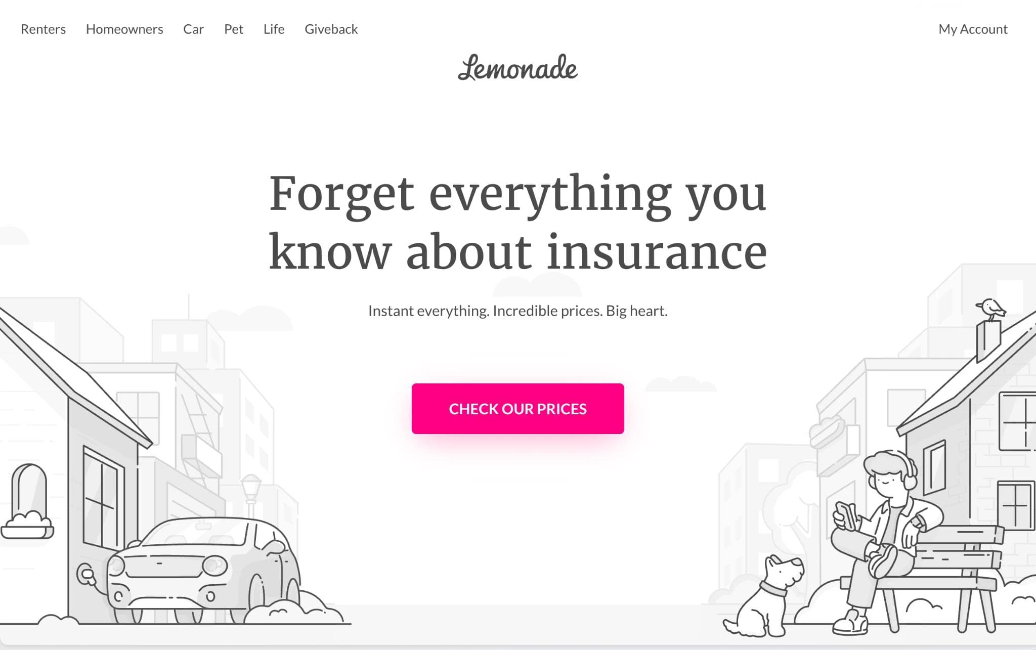 Lemonade fintech homepage web design