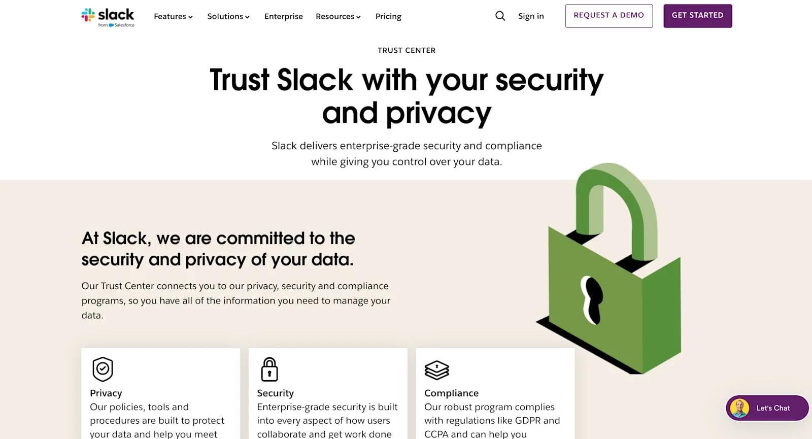 slack trust center Slack's Trust Center emphasizes commitment to security, privacy, and compliance for user data management.