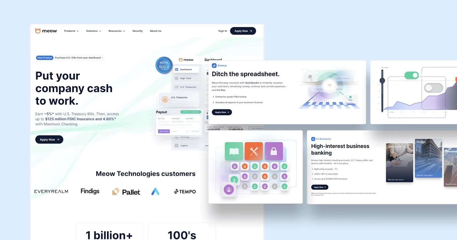 meow-web-design Screenshots of web page components from the Meow website.