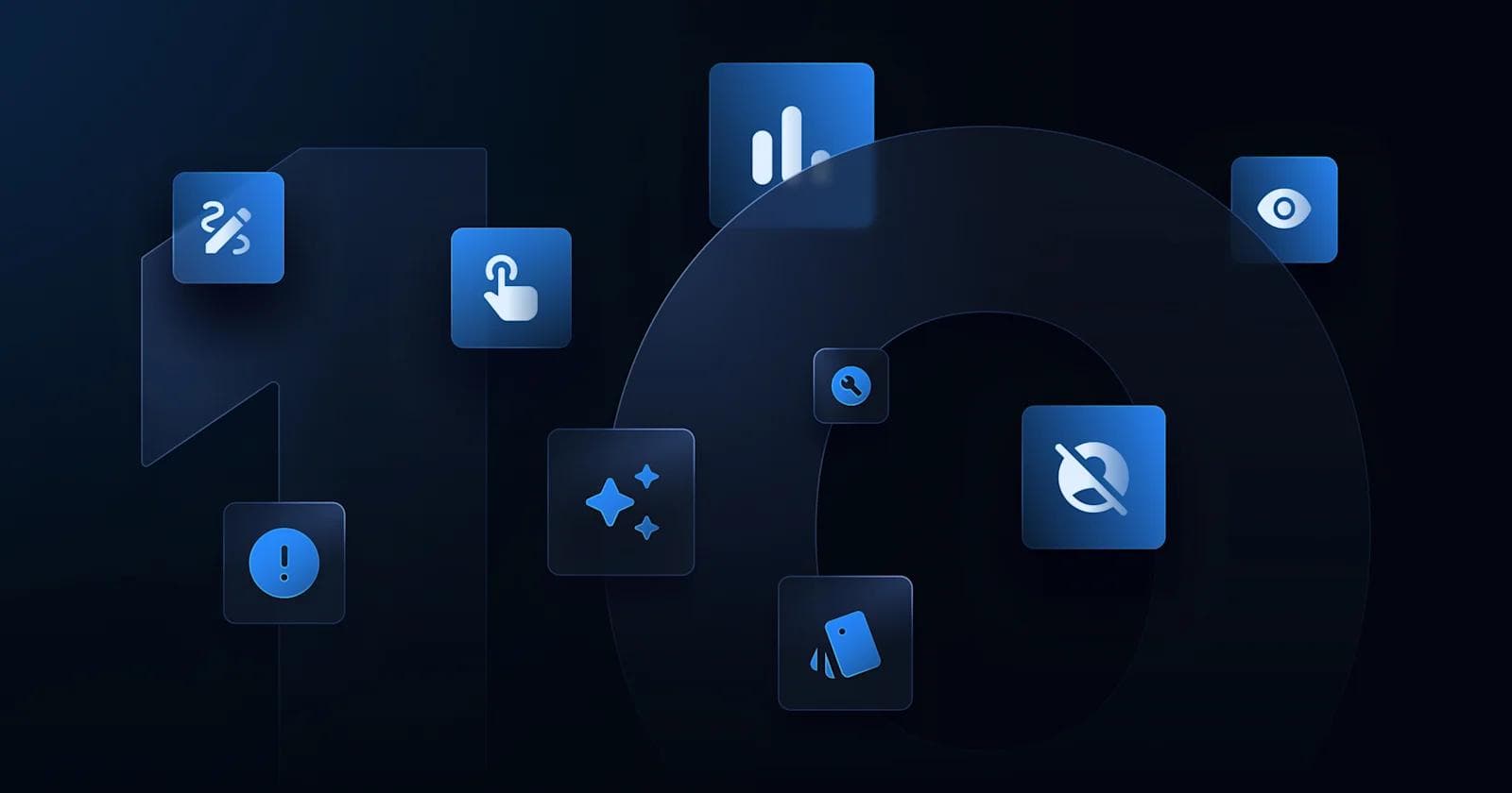 CRO and UX Design 10 Design Elements You Should Test A dark background features "10" with various blue icons representing design and data concepts.