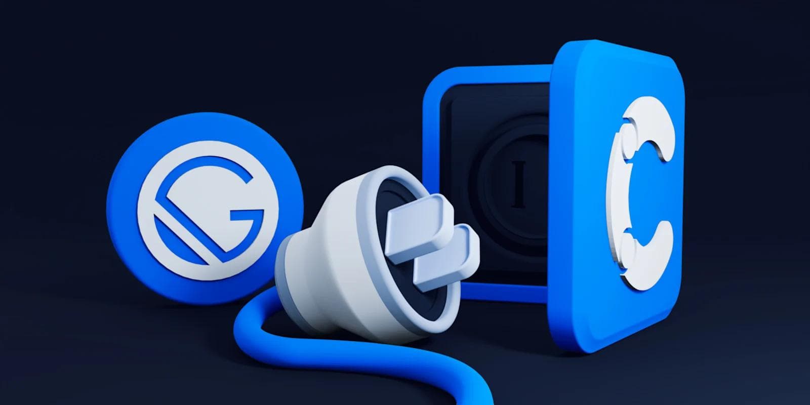 A custom 3D render of a Gatsby.js chord for the outlet represented as Contentful's headless CMS.