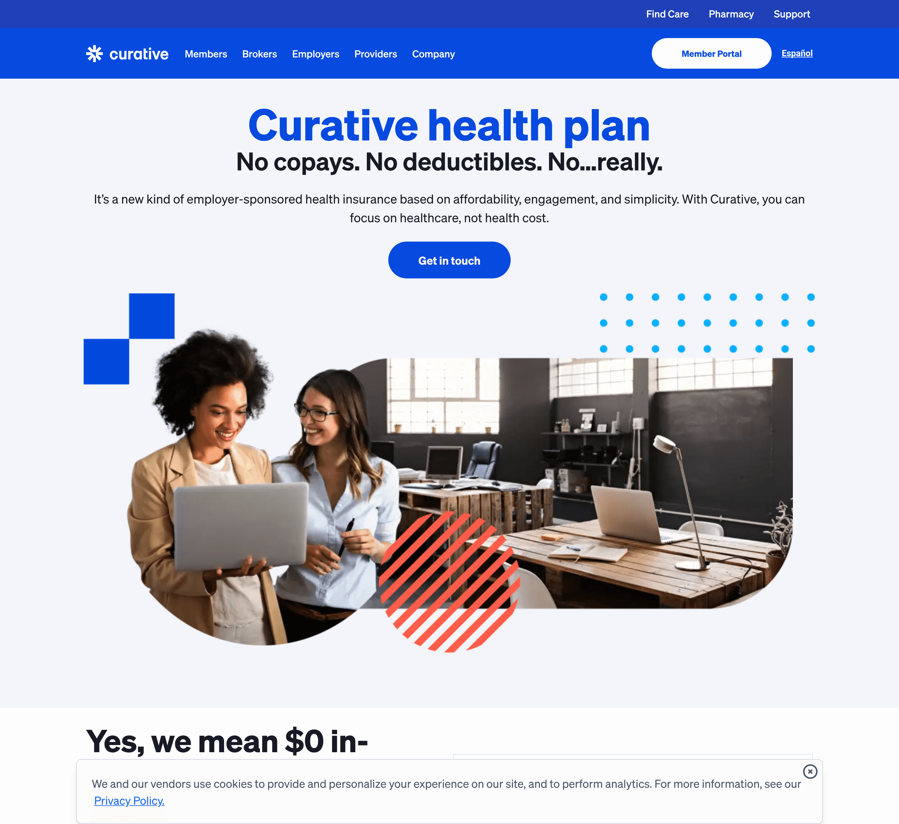 Screenshot of Curative Homepage on desktop