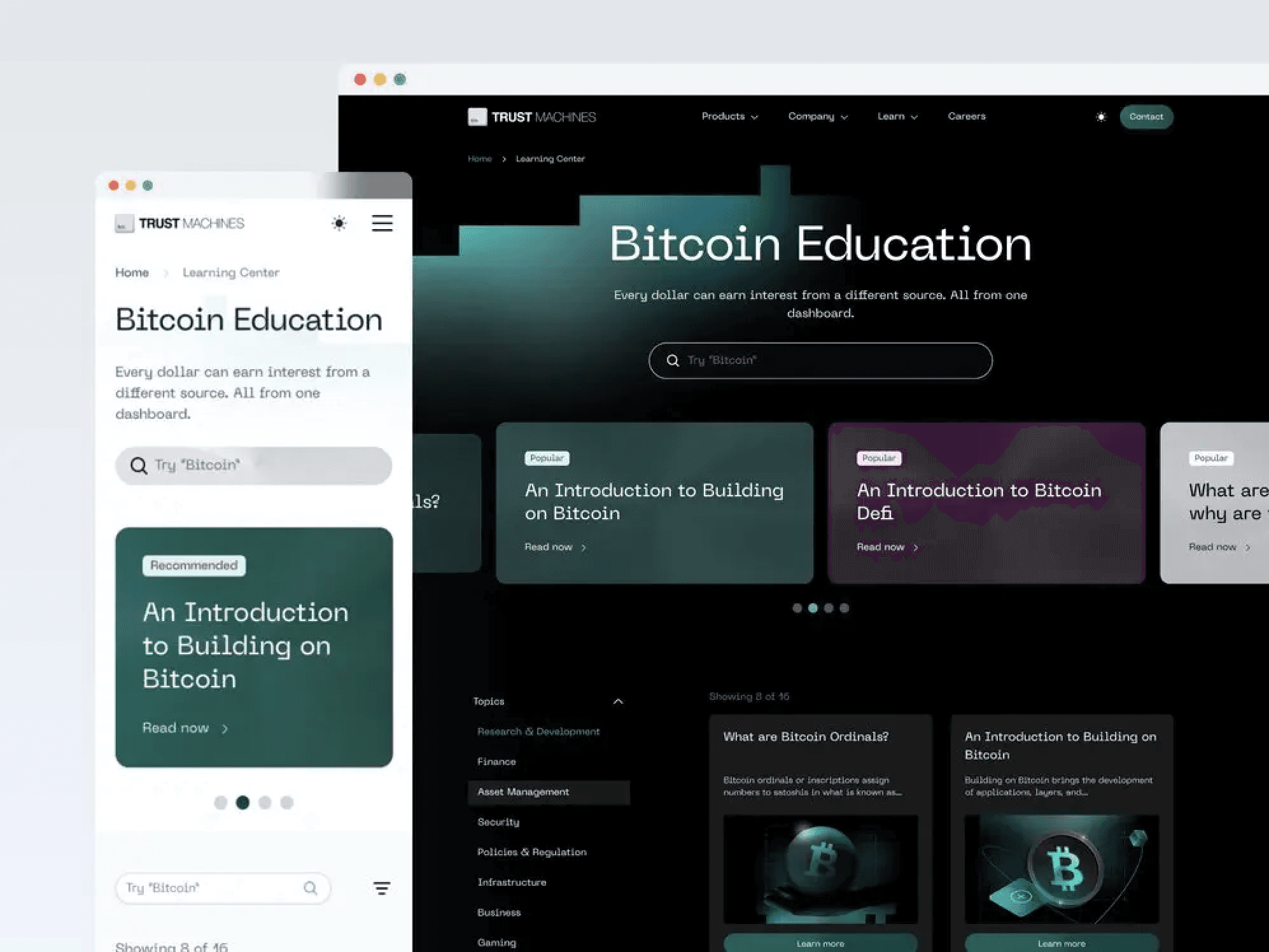 Snapshot of the new Trust Machines learn center.