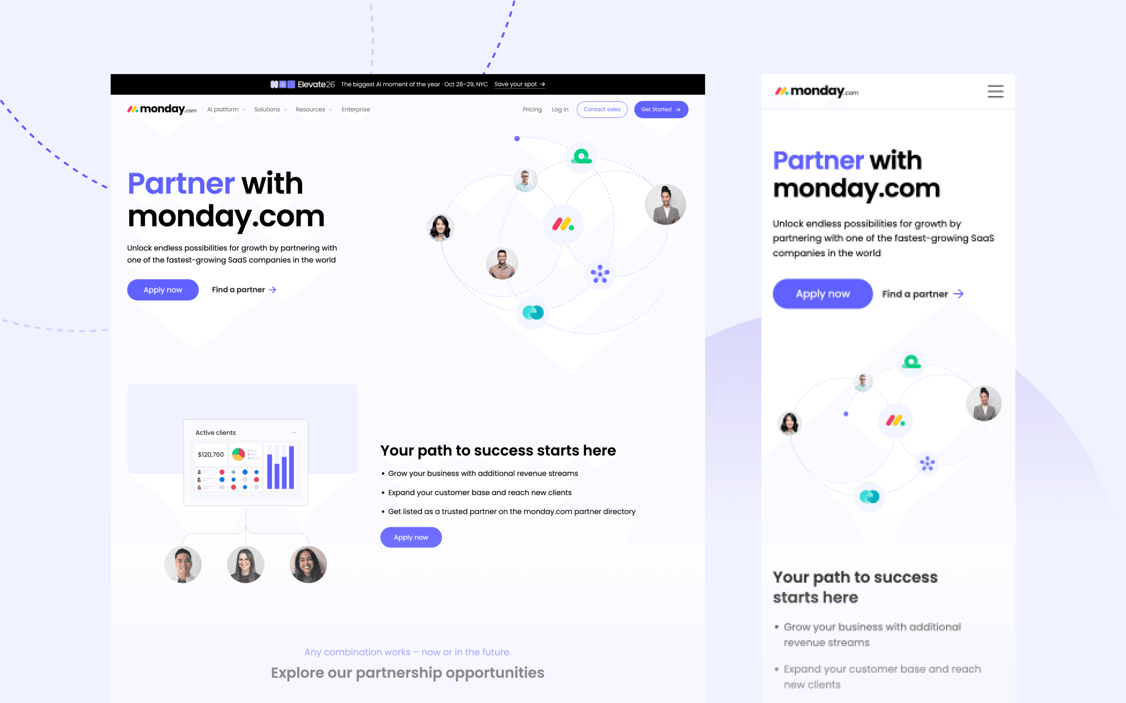 Monday.com's our partners page design.