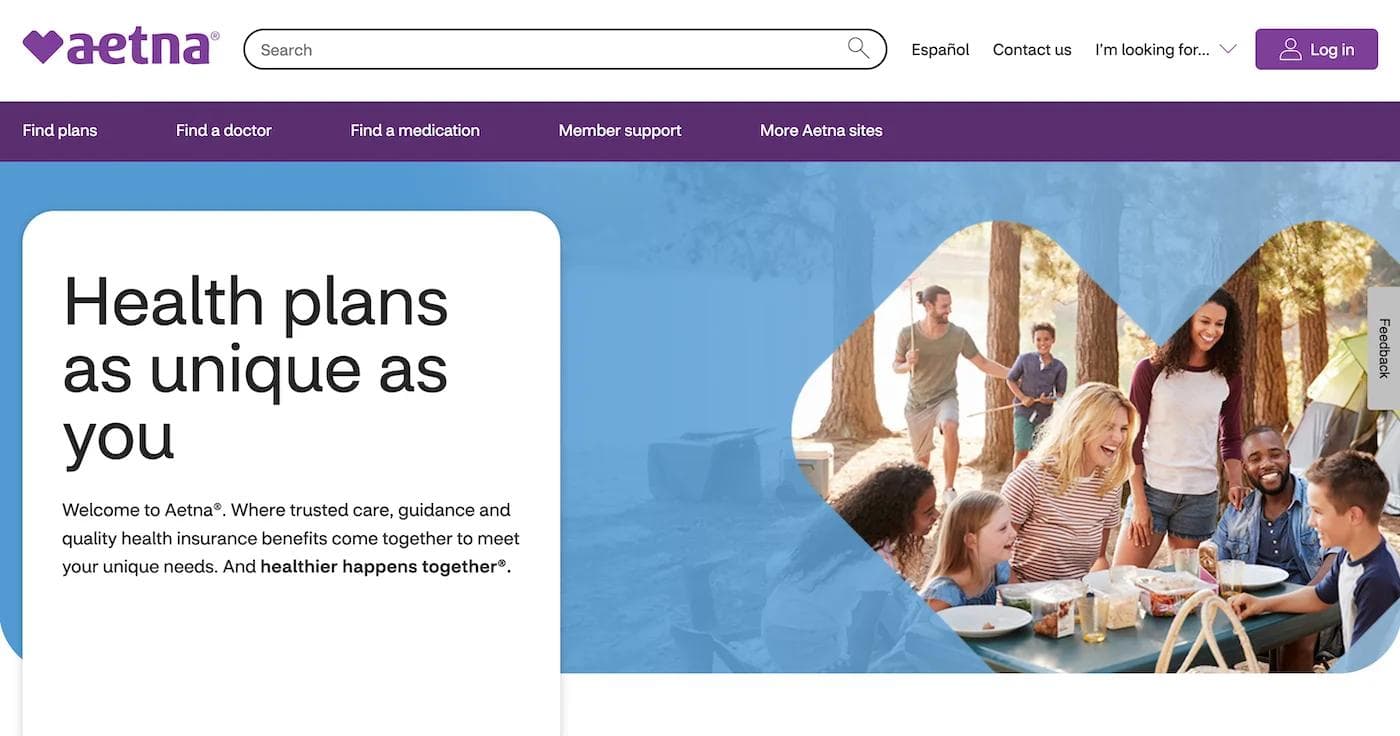 aetna A diverse group of people enjoying a meal outdoors, highlighting community and well-being with a focus on health plans.