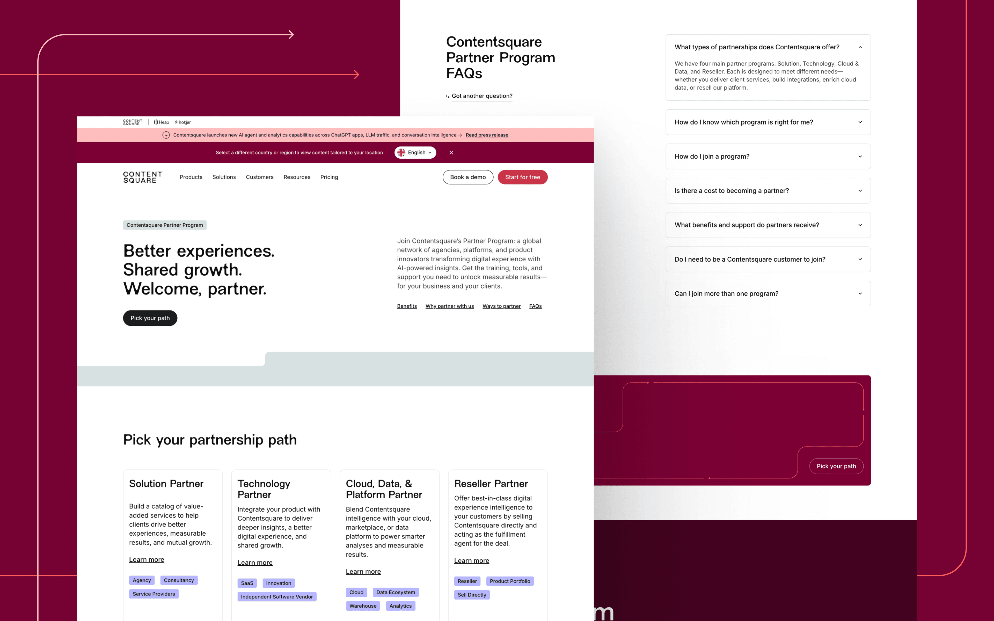 Screenshots from Content Square's partners page.