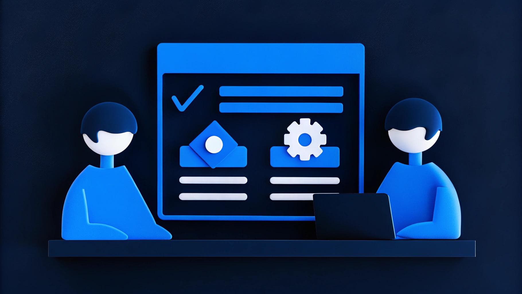 two developers working on a webpage