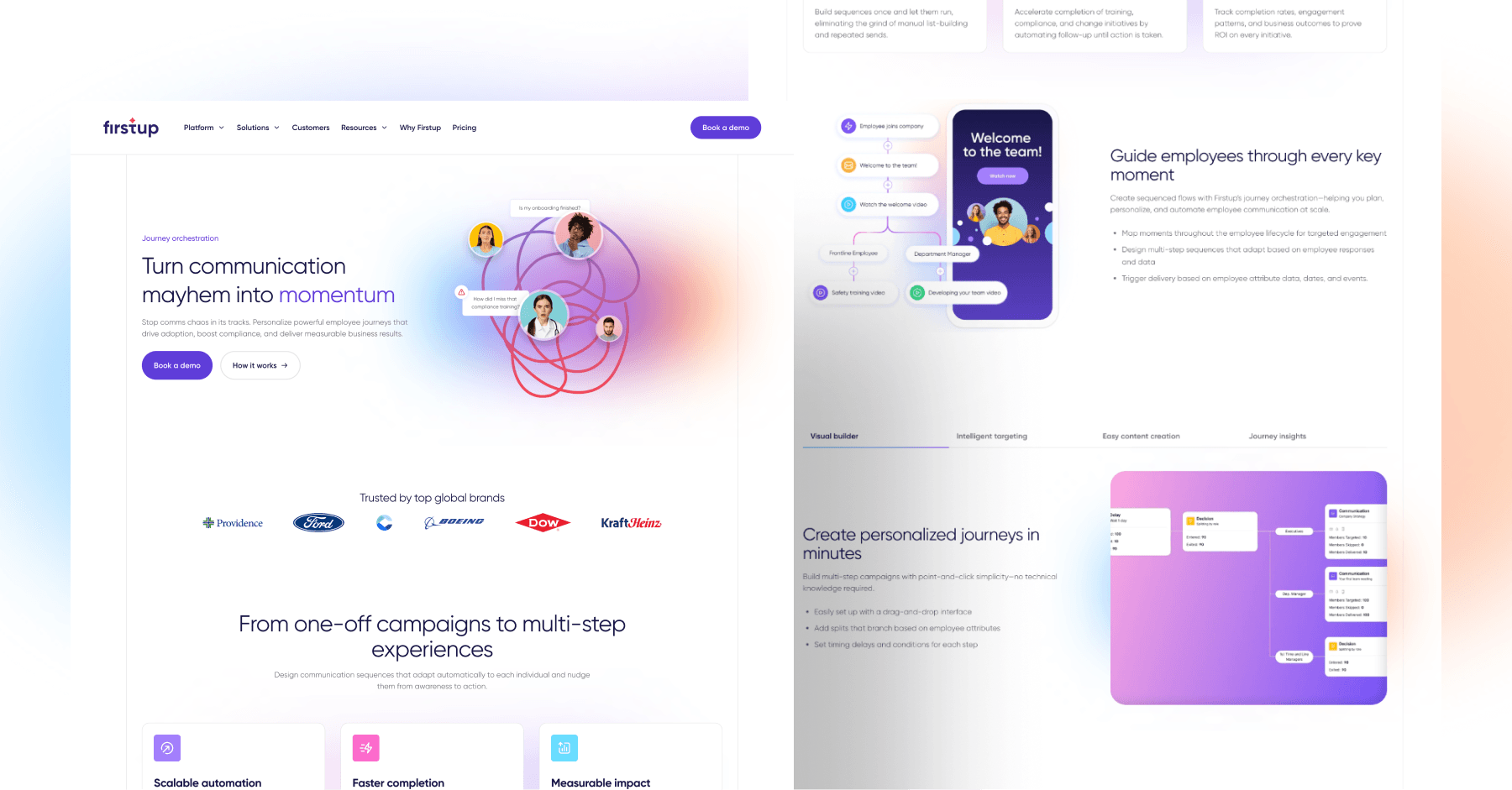 Firstup platform orchestration page design