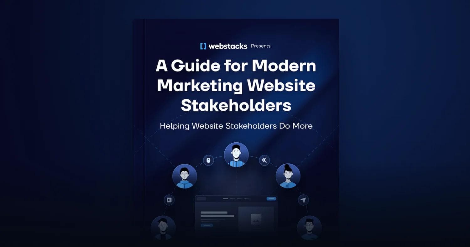A digital guide titled "A Guide for Modern Marketing Website Stakeholders" with illustrative graphics and text.