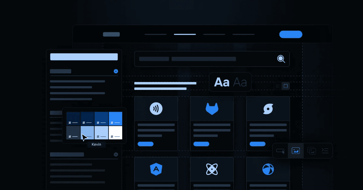 A dark-themed web interface displaying icons, a search bar, and customizable options.