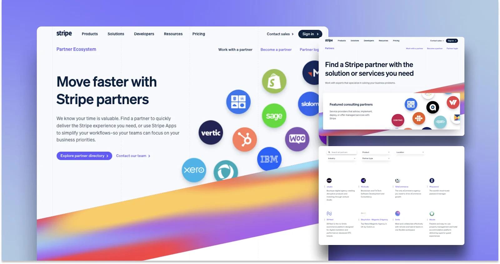 The Stripe partners homepage and directory.