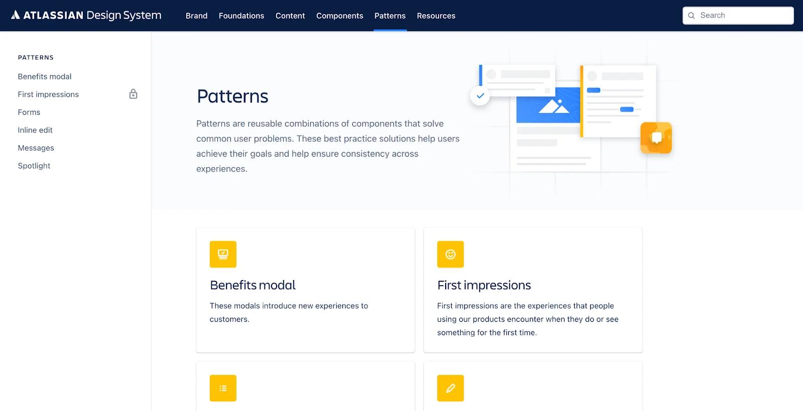 An image of Atlassian's pattern combinations from their visual identity system.