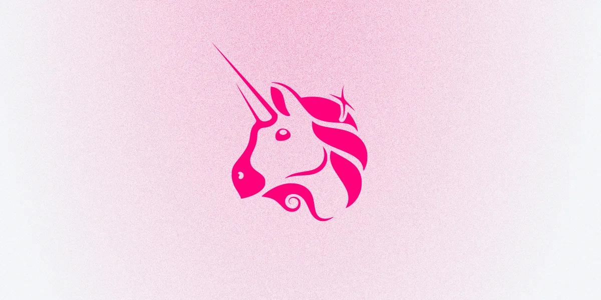 Pink Uniswap unicorn logo design.