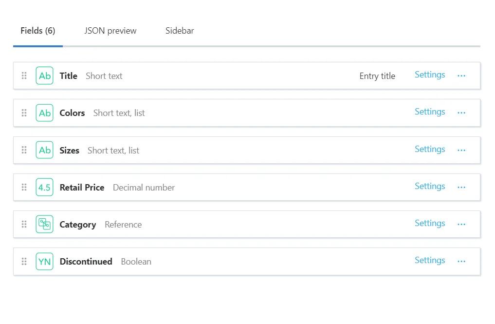 Above is an example of a content type containing the required information to make up this type.