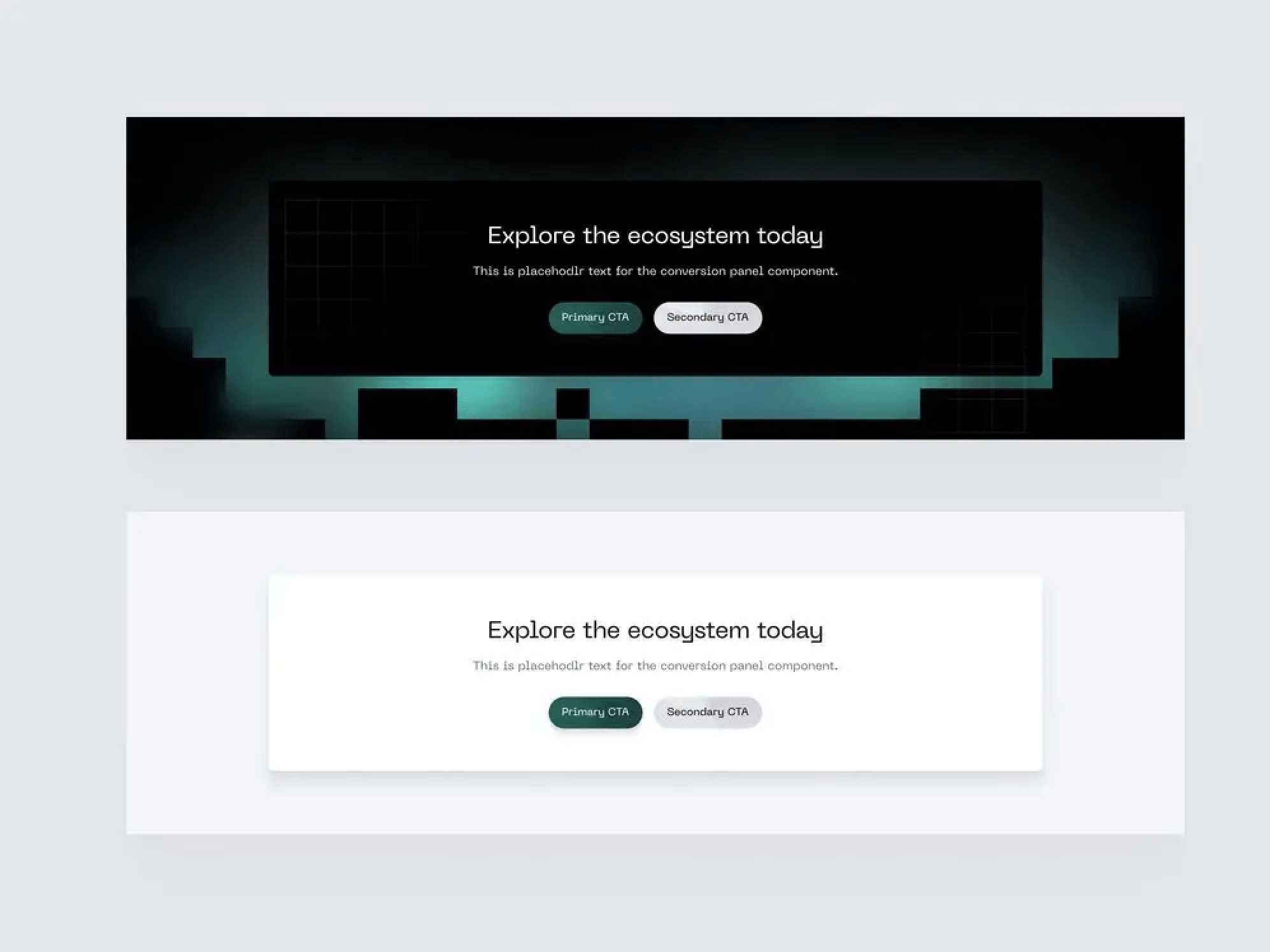 Molecules - like conversion panels - from the Trust Machines design system.