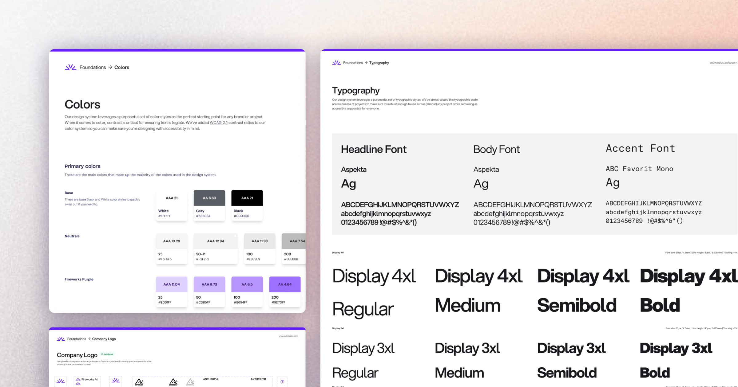 Look into the Fireworks AI design system—colors, typography, and logos.